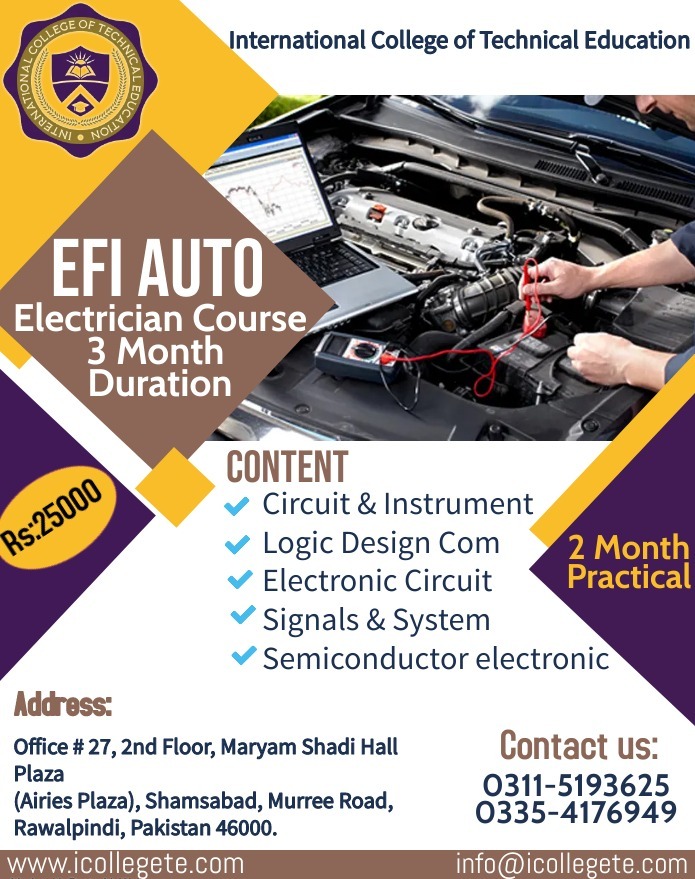 #EFI Auto Electrician Course In Sialkot,Lahore